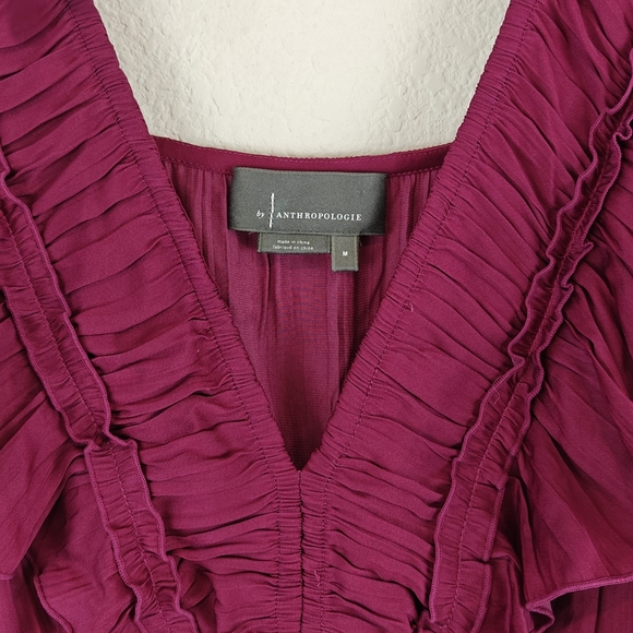 Anthropologie Somerset Ruffled Tiered Midi Dress Is Raspberry Size Medium - Picture 6 of 14